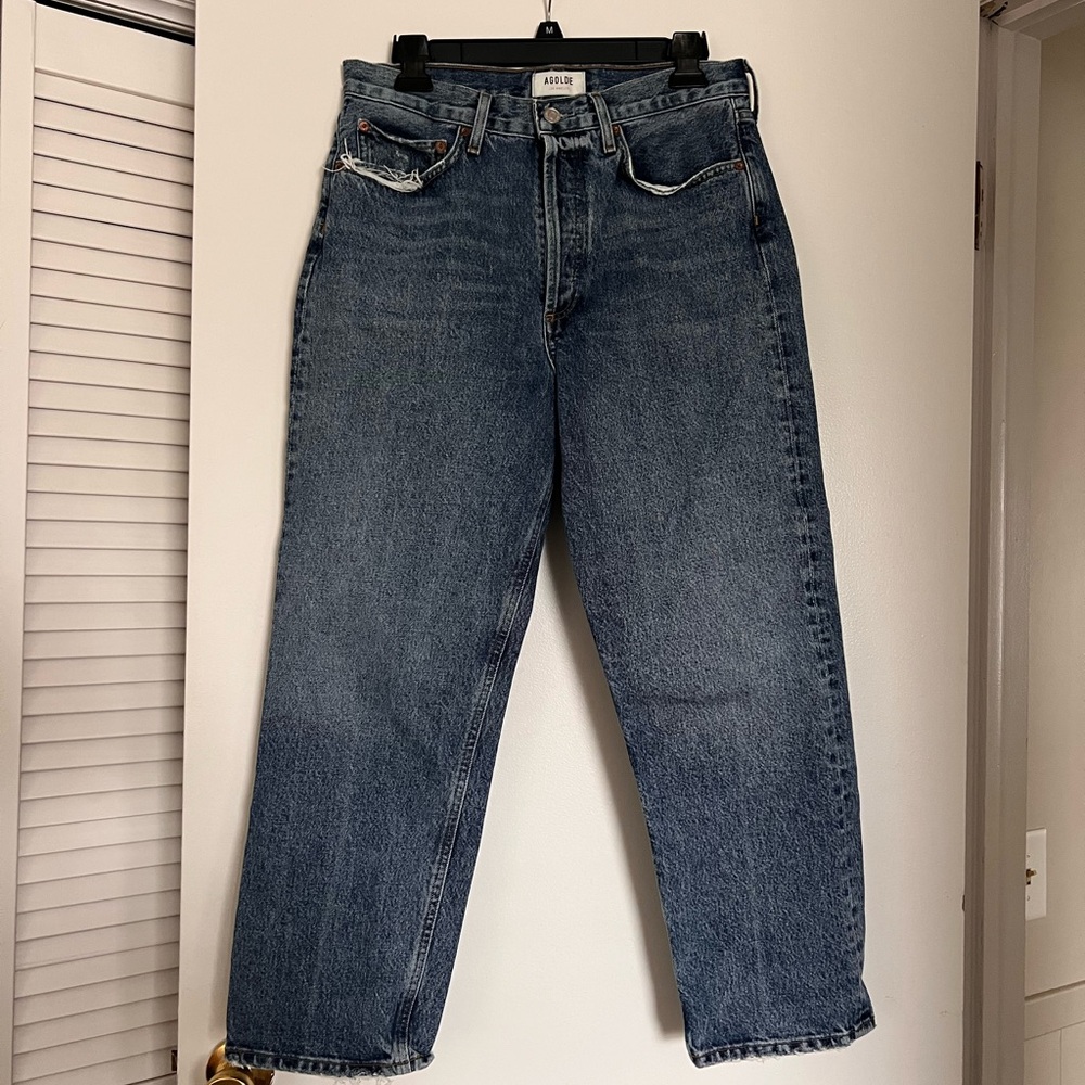 Agolde Women’s Relaxed Straight Jeans in Dark Blue Wash